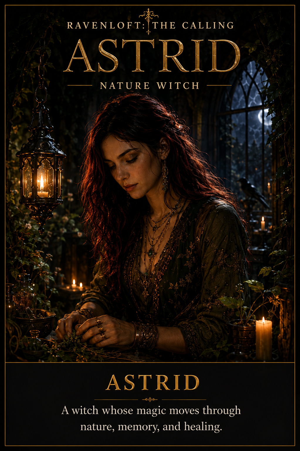 Astrid, a witch connected to nature magic